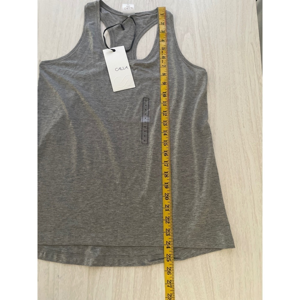 CALIA Womens Thrive Scoop Tank Mid Grey Heather Racerback Wicking Atleisure SZ S - Picture 9 of 9